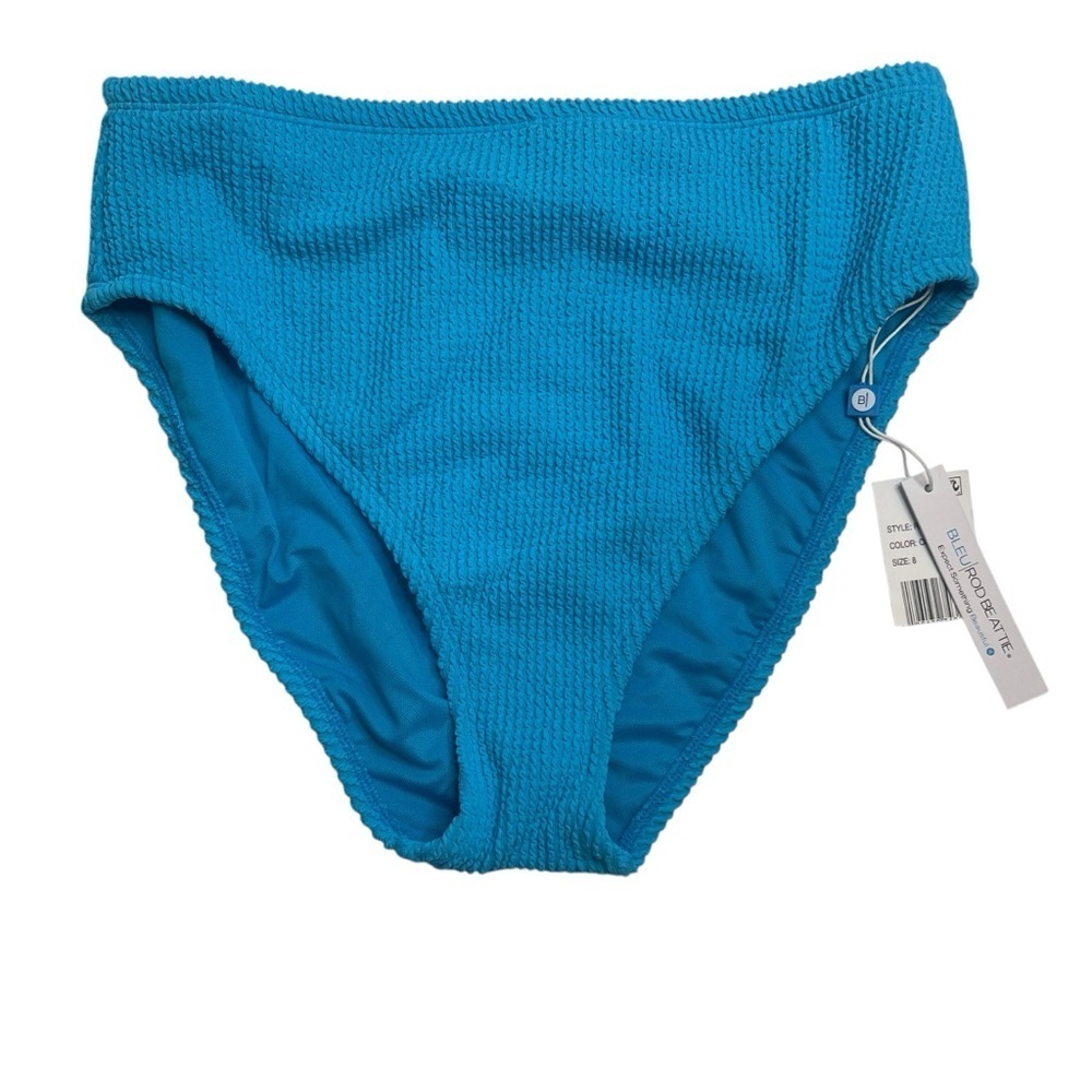 Bleu Rod Beattie High Waist Bikini Bottom Coldwater Blue Size 8 New NWT